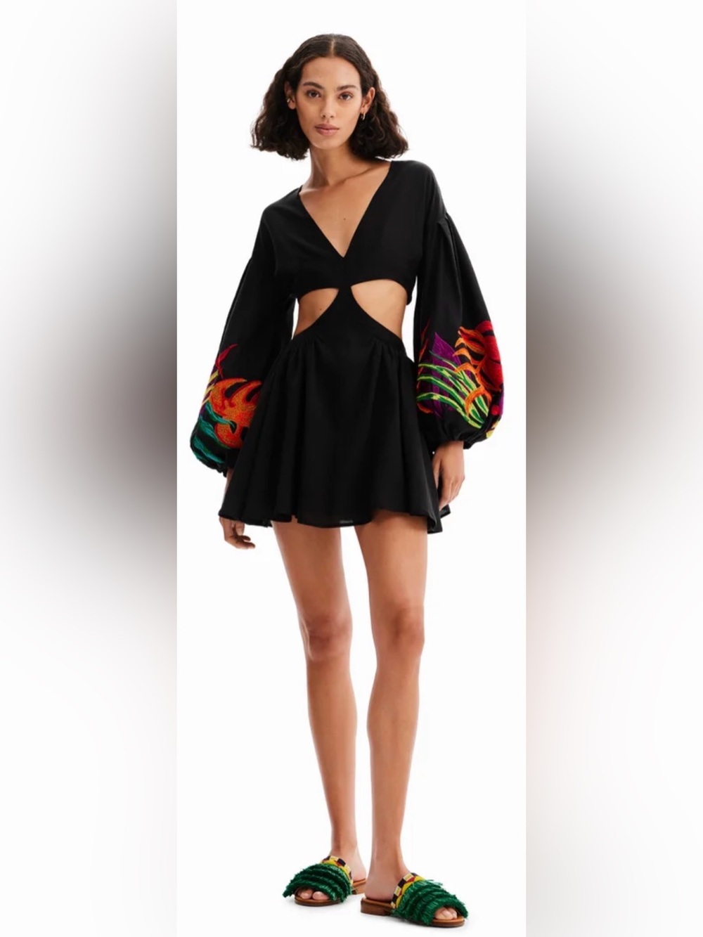 Desigual x Stella Jean Embroidered Cutout Mini Dress XL Brand New
